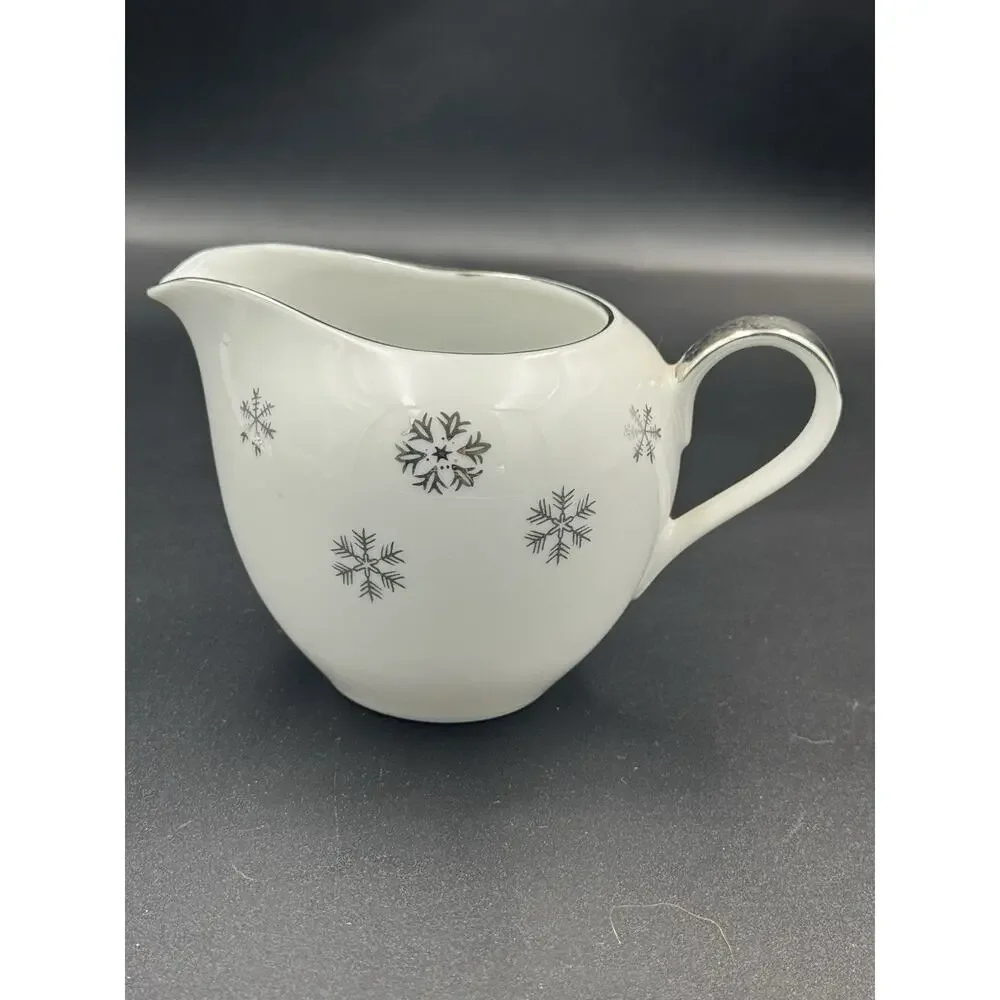 Vintage Seyei Snowy Atomic Snowflake Creamer & Sugar Dish W/Lid - MCM Japan